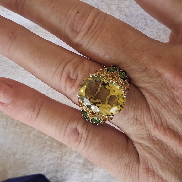 Ouro Verde Quartz & Chrome Diopside Ring. - Picture 9 of 10